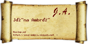 Jóna Ambró névjegykártya
